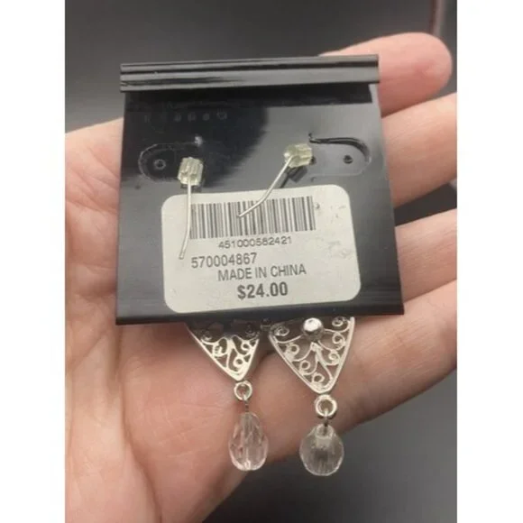 NWT  Earrings Lot 2 Pairs White House Black Market Silver Tone Dangle Retail $54 - Picture 3 of 7